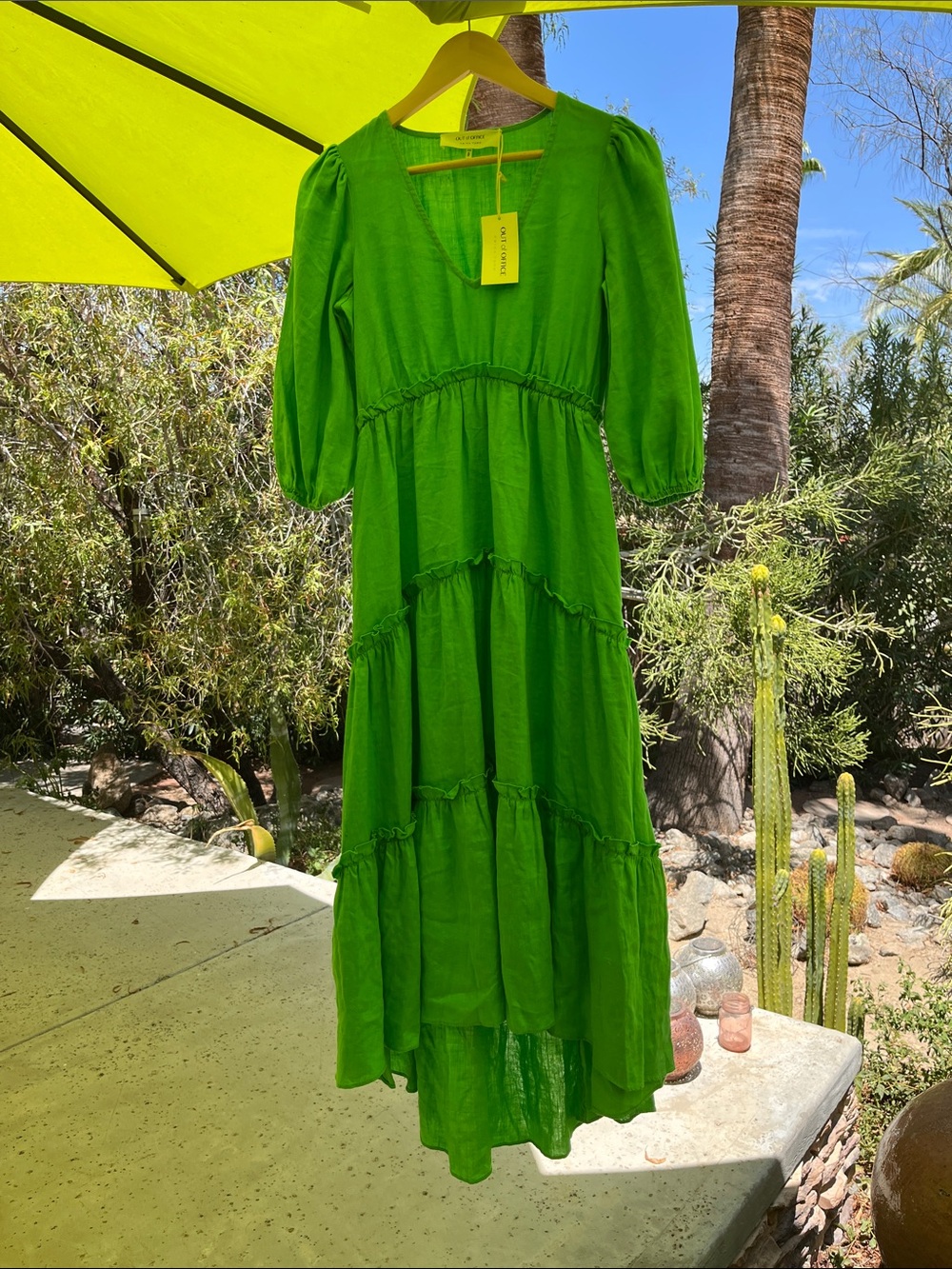 Trina Turk Lime Green Tiered Maxi Dress NWT